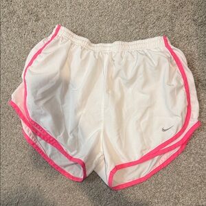 Nike White Women's Athletic Shorts with Pink Trim